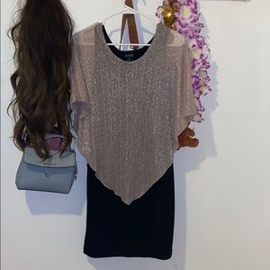 Black dress with poncho sleeves